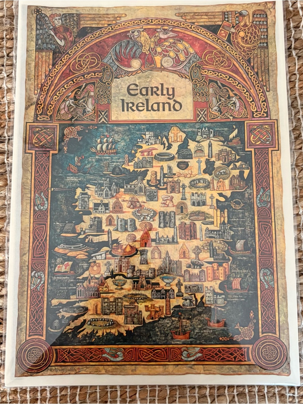Vintage Early Ireland Celtic Art Pictorial
Map Print - Sealed 8x12